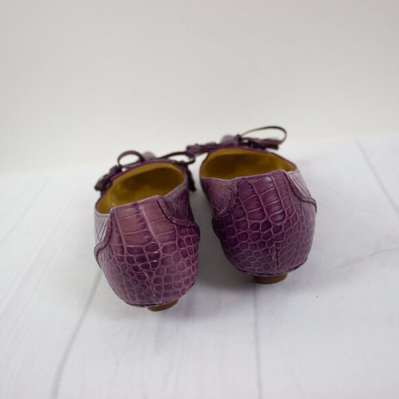 Vintage Etro Purple Croc Embossed Leather Pumps Pointy Toe - Picture 5 of 6